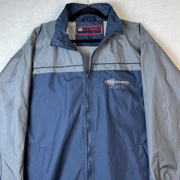 Kenpo Men’s Windbreaker Full Zip color Block Blue Gray Size Medium - Picture 2 of 12